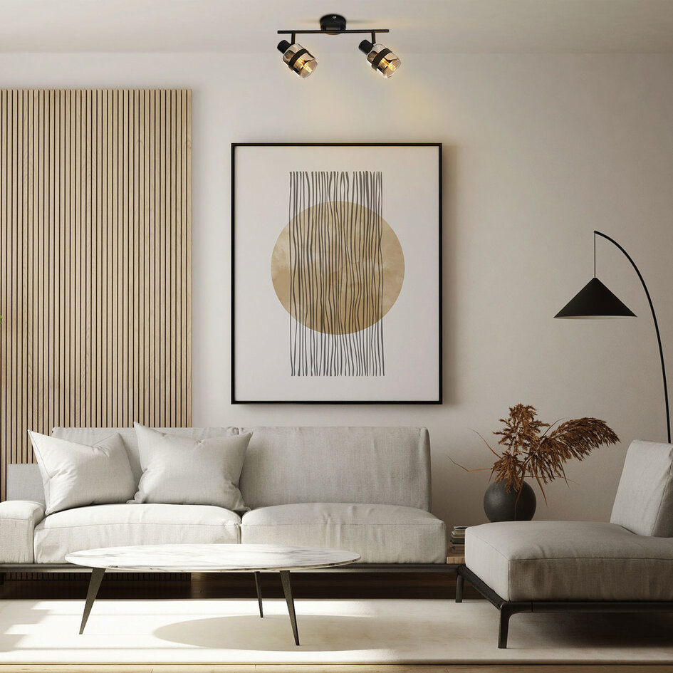 Industrie-Deckenstrahler Rauchglas, 2-flammig - Gesa