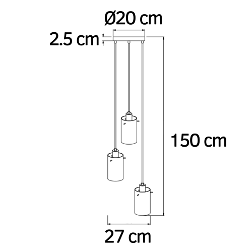 Moderne mattschwarze Pendelleuchte mit rauchgrauem Glas 3-Lichter - Akron