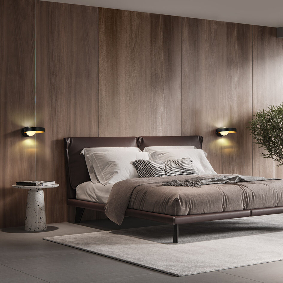 Wandleuchte Carlos - schwarz mit Blattgold