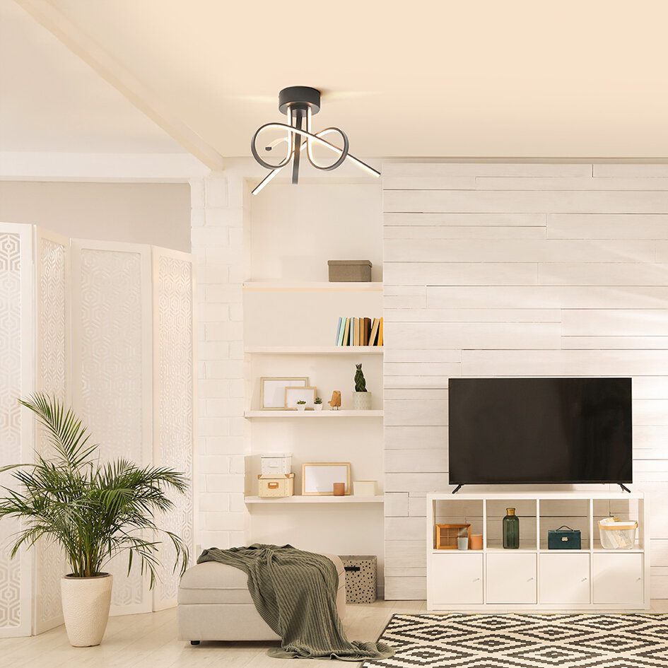 Schwarze Design-Deckenleuchte Fallon - 3-stufig dimmbar