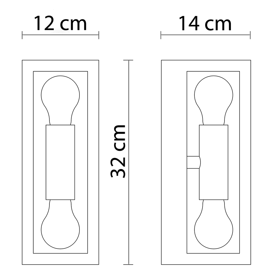 Edelstahl schwarze Wandleuchte Diana 2-flammig mit Glas