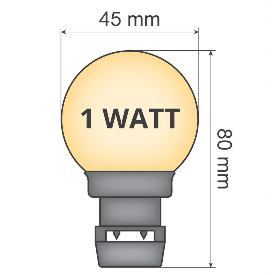 Stecklampe - 1W milchig weißer Schirm (keine E27-Fassung)