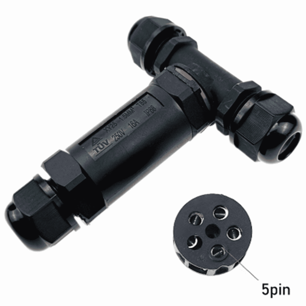 Wasserdichter Verbinder (5-polig, T-Form)