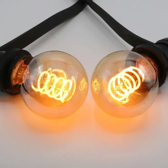 Illu-Lichterkette mit 5W Spiral-Lampe, 1800K, amber Glas, Ø60 - exkl. Dimmer