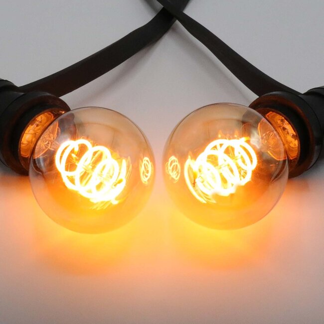 Illu-Lichterkette mit Croissant Spirale und amber Glas Lampen 5W : Option Dimmbar