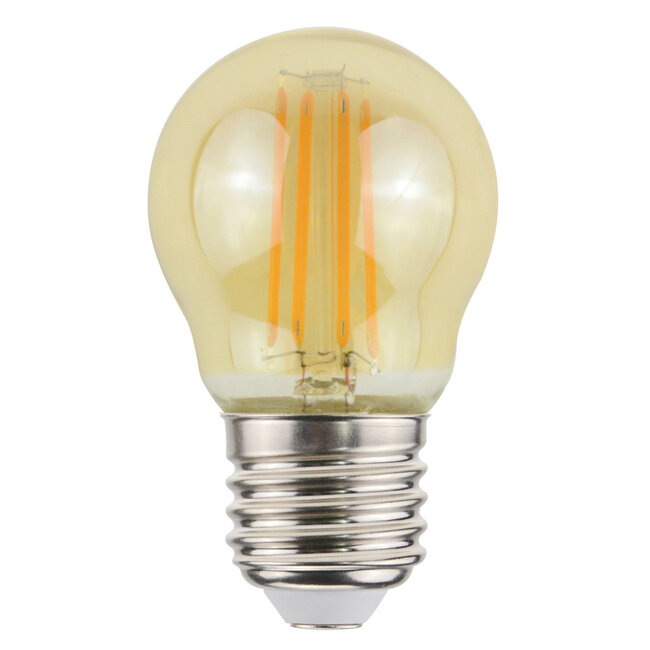 E27 LED-Lampe, amber Ø45mm, 4,5W, 2200K, 3-stufig dimmbar