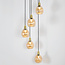 Design-Pendelleuchte mattschwarz mit sandgold und amber Glas 5-flammig - Baton