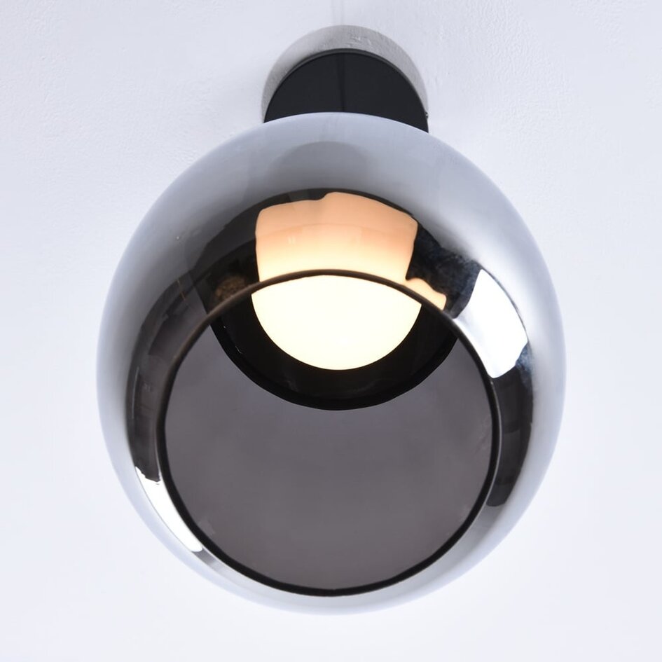 Schwarze Hängelampe Nadine mit Rauchglas und 3-stufiger Dimmung