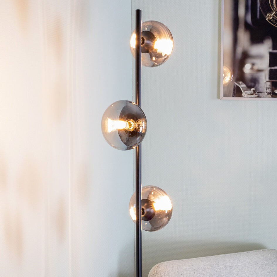 Stehlampe mit Rauchglas, 3-flammig - Musta