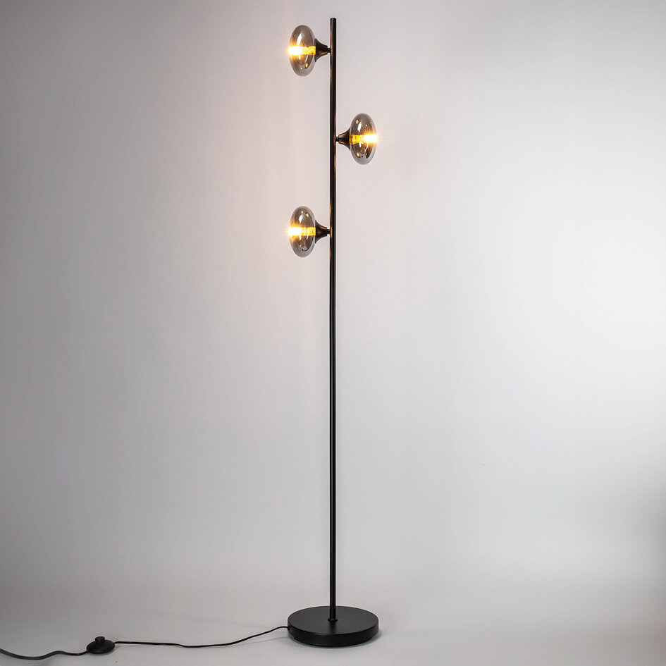 Stehlampe mit Rauchglas, 3-flammig - Musta
