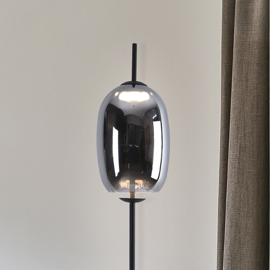 Stehlampe 3-stufig dimmbar und Rauchglas - Noelle