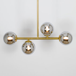 Design-Deckenleuchte Gold mit Rauchglas Spiegeleffekt, 4-flammig - Asun
