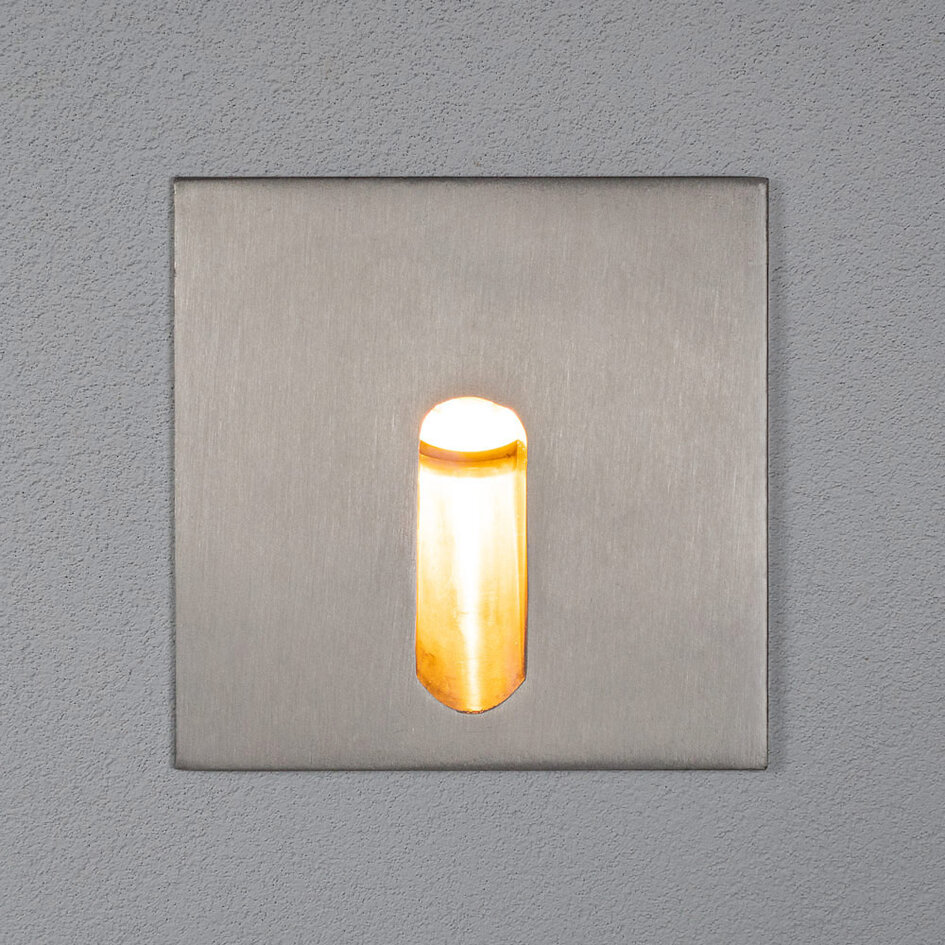 Quadratische Wandeinbauleuchte für den Außenbereich mit länglicher Öffnung 3W - silber