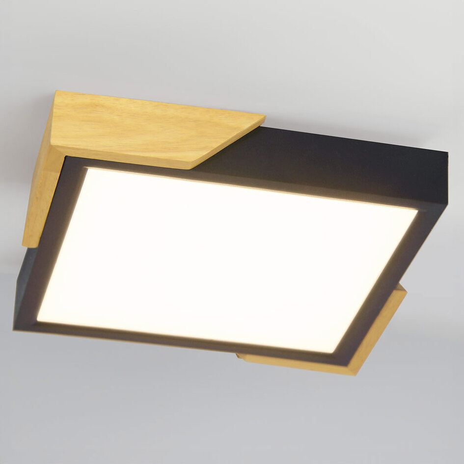 Deckenleuchte dimmbar mit Holzdetails Meta - schwarz