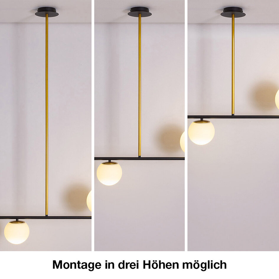 Design-Hängeleuchte Danny, 3-flammig - Milchglas