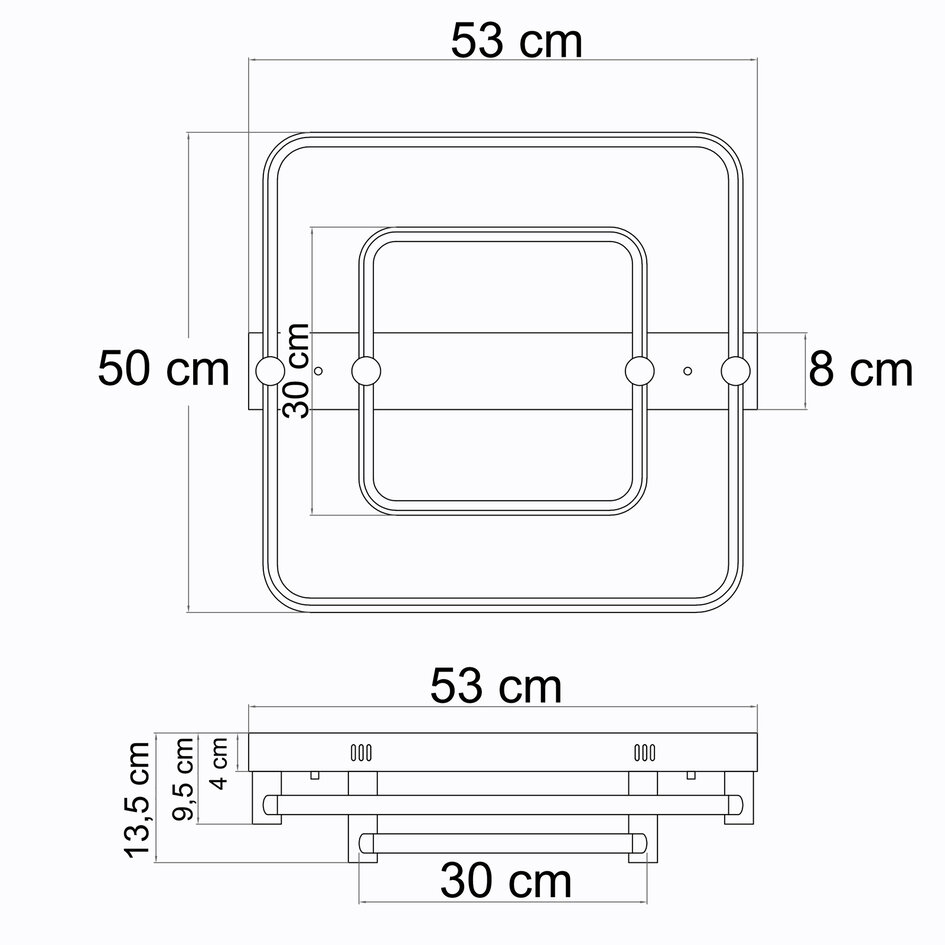 Deckenleuchte quadratisch mit einstellbarer Farbtemperatur, 2-flammig - Malva