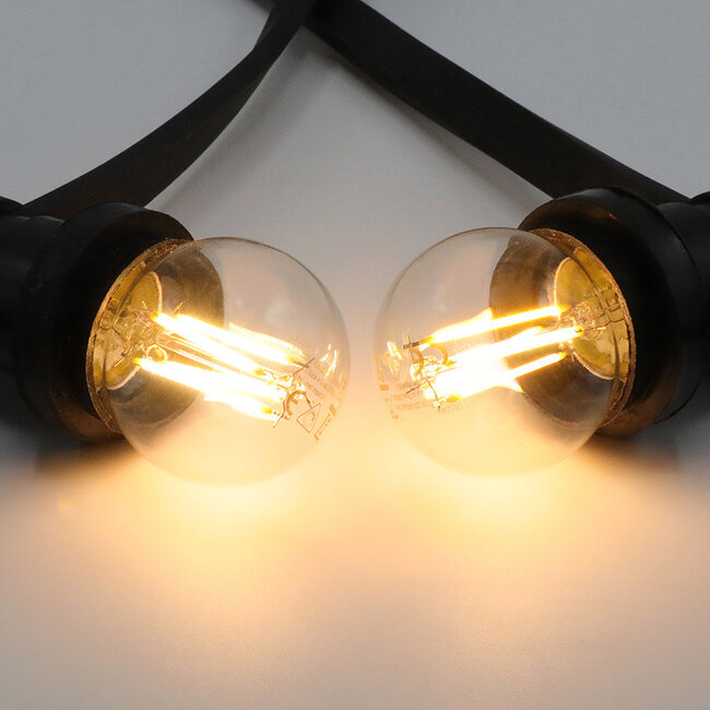 Illu Lichterkette  mit 2,5W oder 4,5W Lampe, 2200K-4000K, Ø45, transparentes Glas, dim-to-warm - inkl. Dimmer