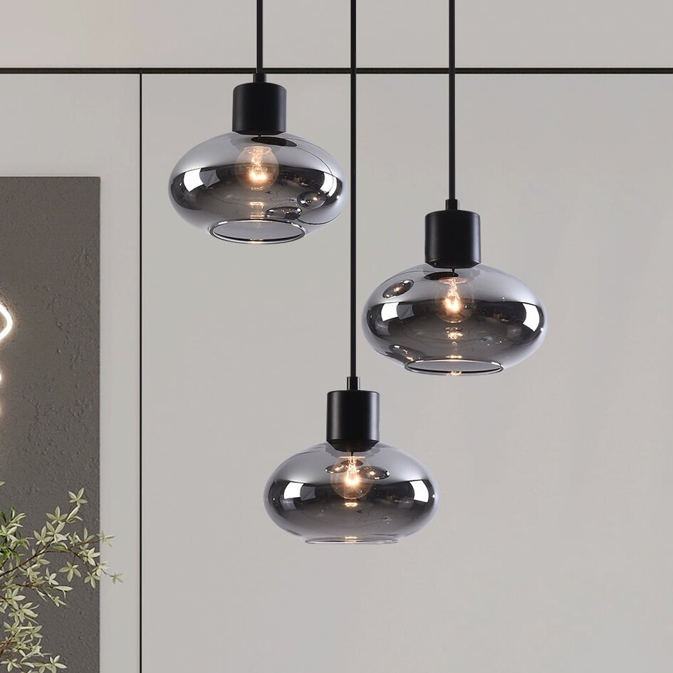 Moderne Pendelleuchte mit Rauchglas, 3-flammig - Vida