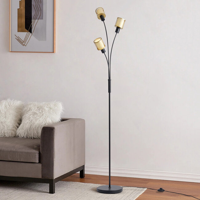 Minimalistische Stehlampe, 3-flammig - Guld