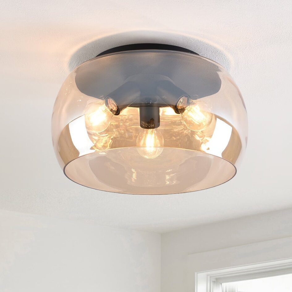 Deckenleuchte mit amber Glas, 3-flammig - Selin