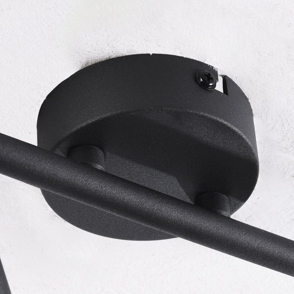 Deckenleuchte Harun aus Rattan und schwarzem Metall, 2-flammig