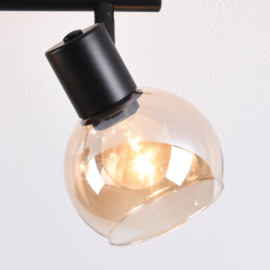 Drehbarer Deckenstrahler Phiene mit amber Glas, 2-flammig