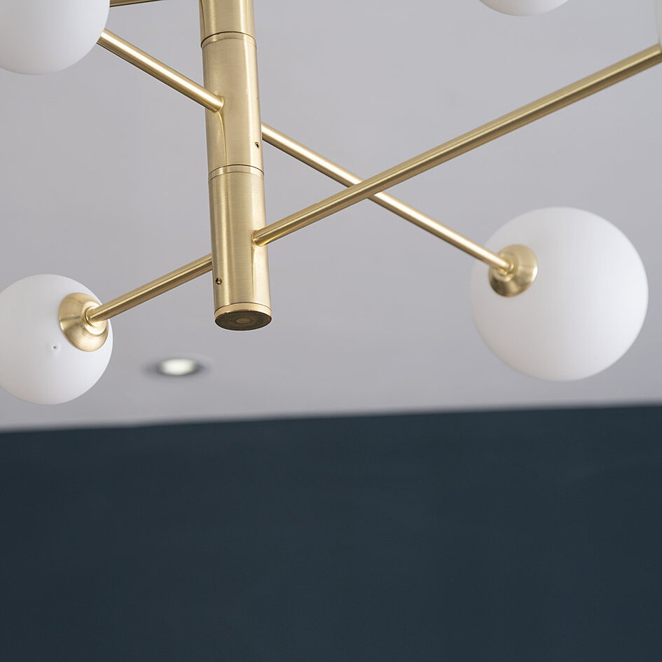 Design-Deckenleuchte gold mit Milchglas, 6-flammig - Sest