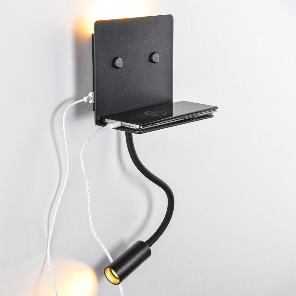 Multifunktionale Wandleuchte mit verstellbarem Arm und USB-Port - Sillia