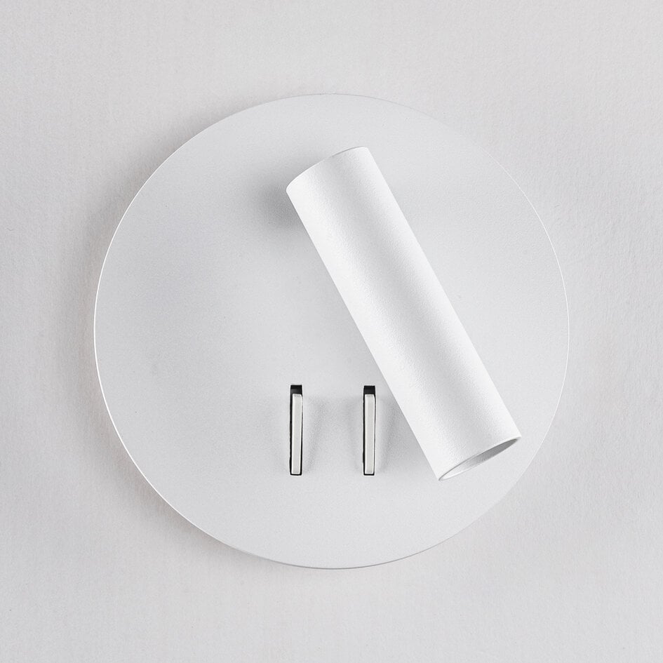 Runde Wandlampe mit drehbarem Spot und beleuchteter Wandplatte - Lenae