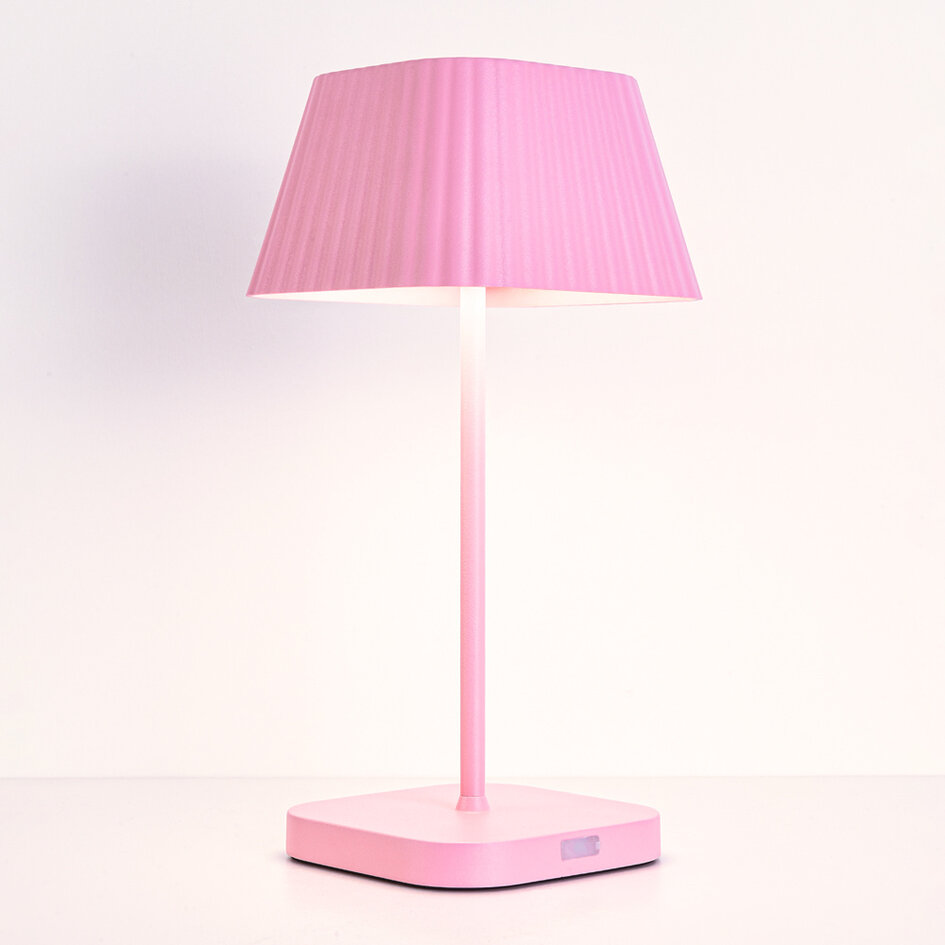Aufladbare rosa Tischlampe dimmbar - Tessa
