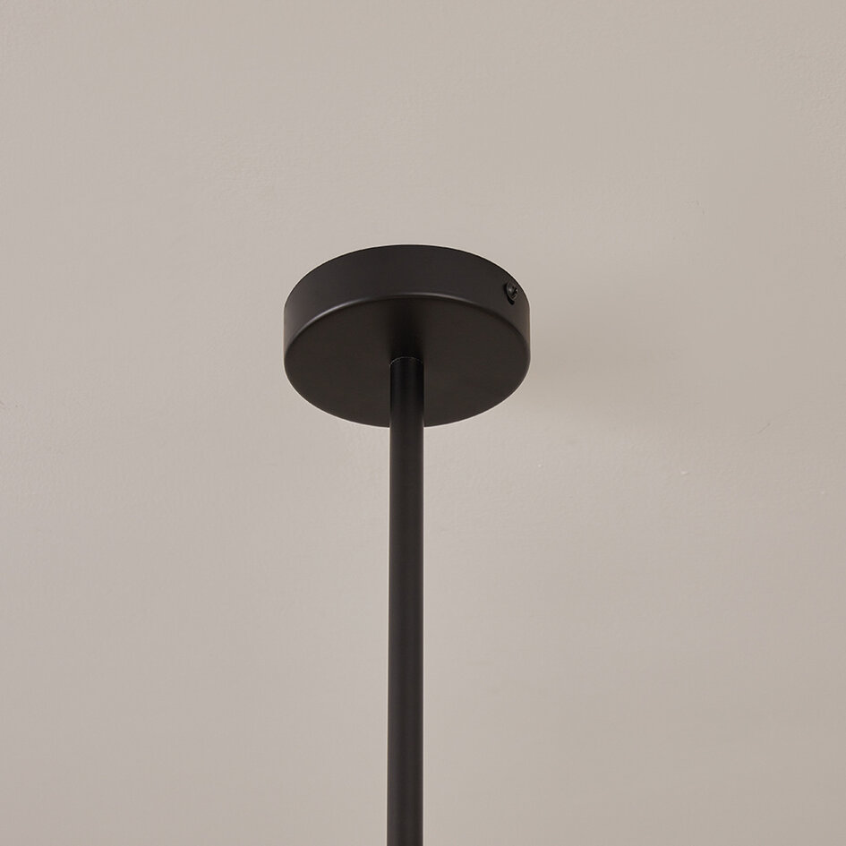 4-flammige Design-Hängeleuchte Gaio - Schwarz und Gold mit Milchglas