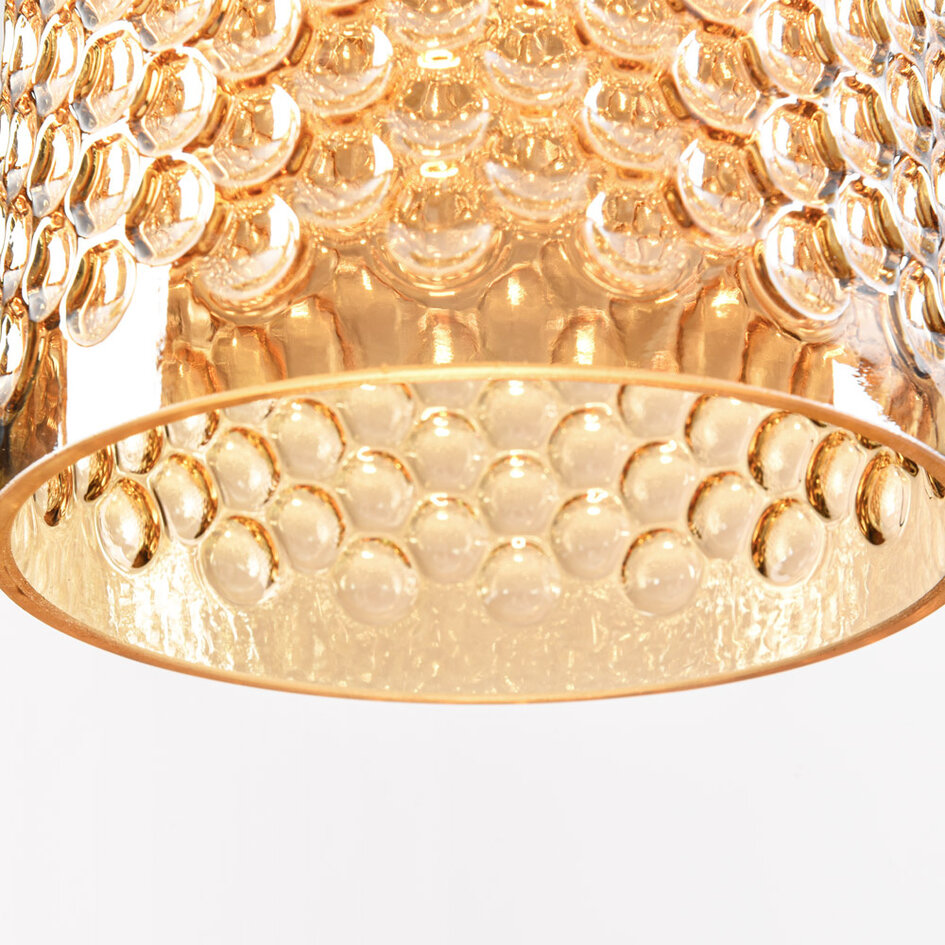 Moderne 3-flammige Pendelleuchte mit amber Glas - Lana