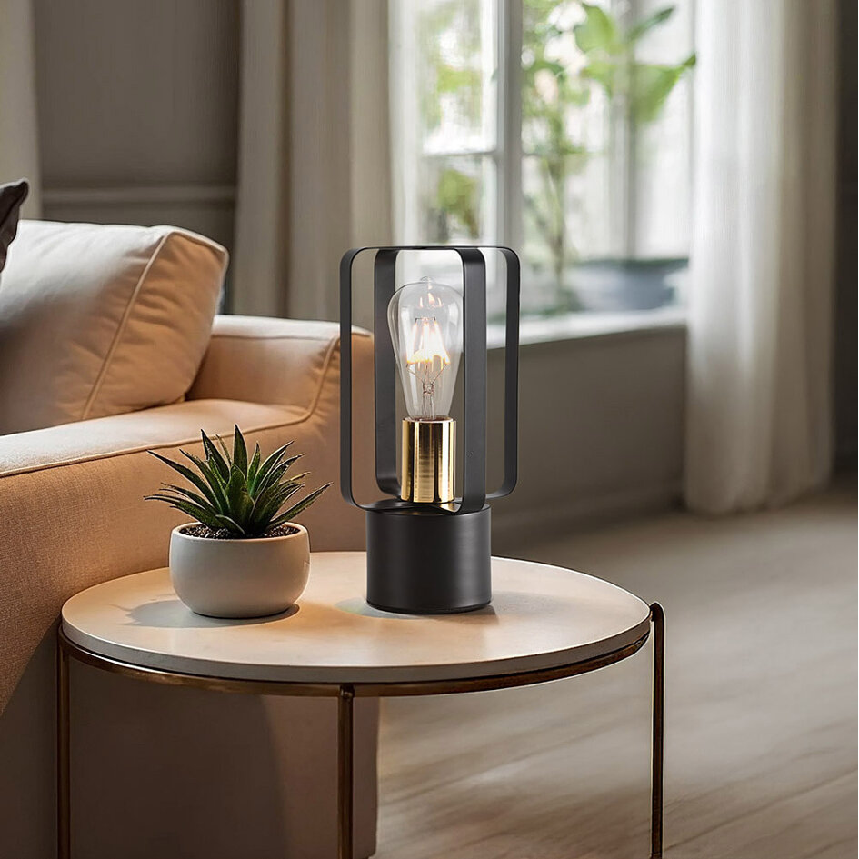 Industrielle Tischlampe mit schwarzem Metall - Toskana