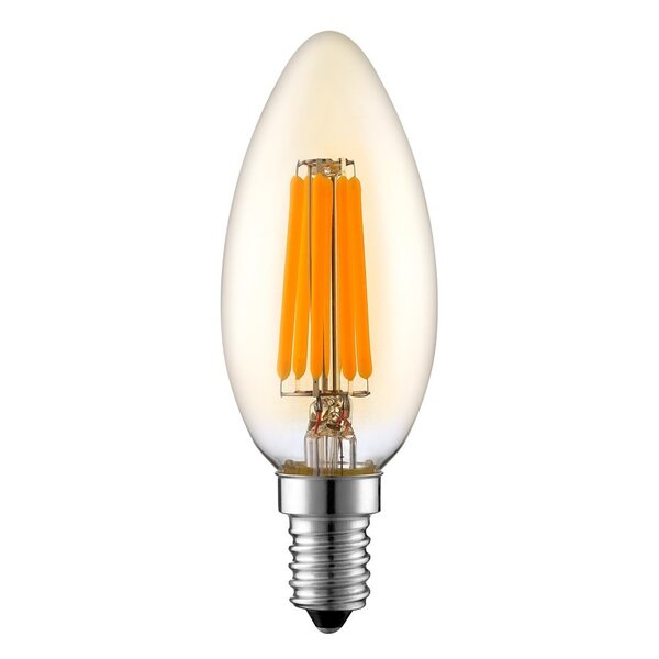 E14 3-stufig dimmbare LED-Filament-Kerzenlampe mit amber Glas | 5.5W 2200K
