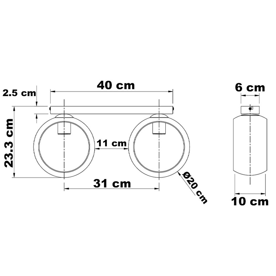 Deckenleuchte mit rundem Rauchglas, 2-flammig - Orbitique