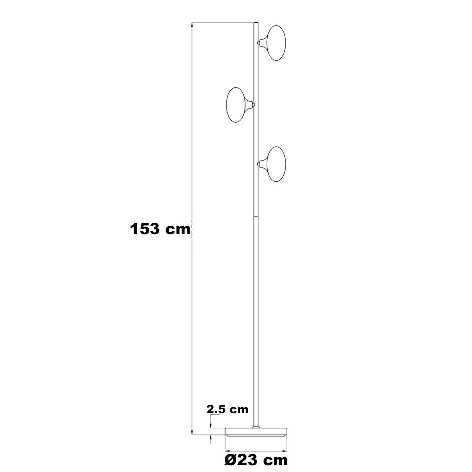 Stehlampe mit Rauchglas, 3-flammig - Musta