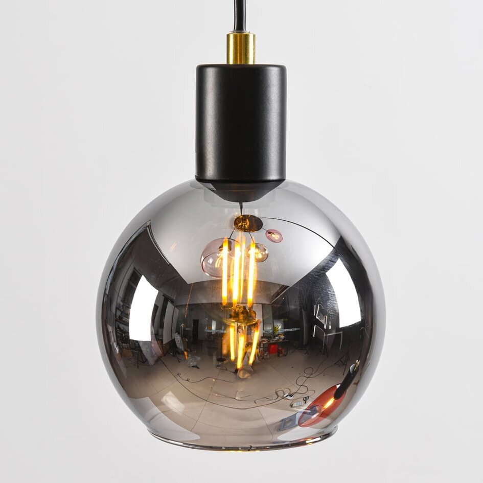 Pendelleuchte schwarz mit amber, rauchfarbenem und rosa Glas, 5-flammig - Monroe