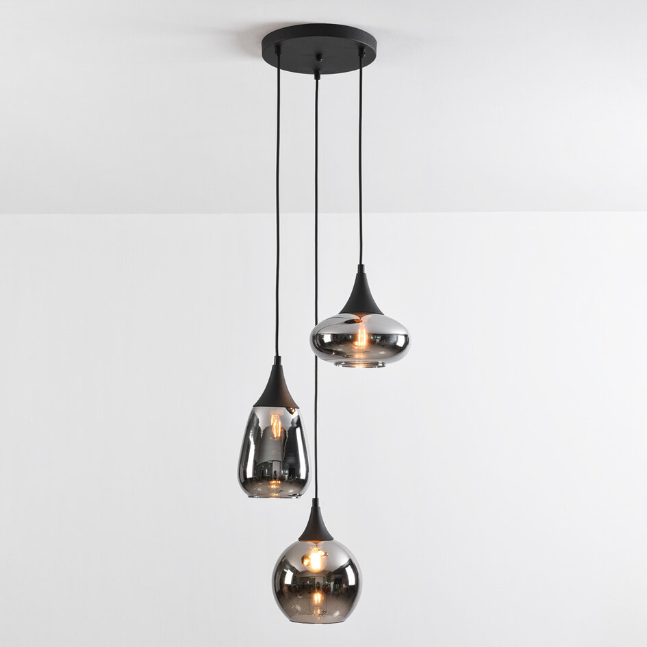 Moderne Pendelleuchte mit Rauchglas, 3-flammig - Loua