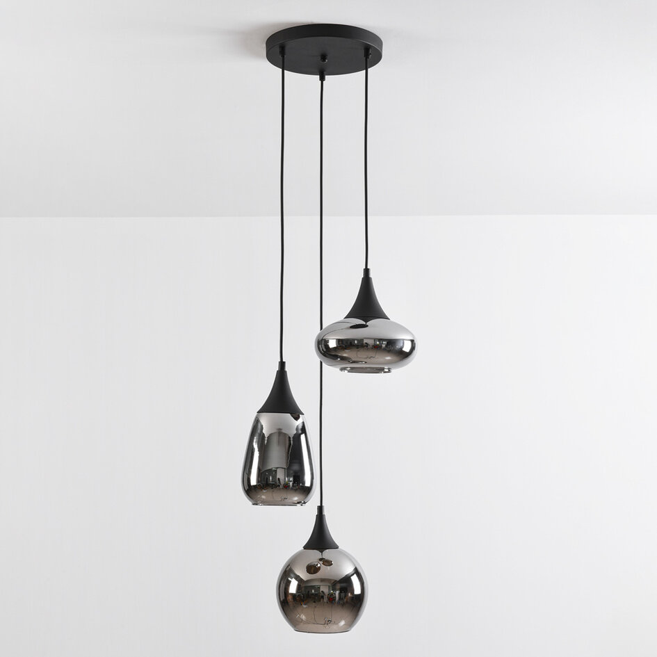 Moderne Pendelleuchte mit Rauchglas, 3-flammig - Loua