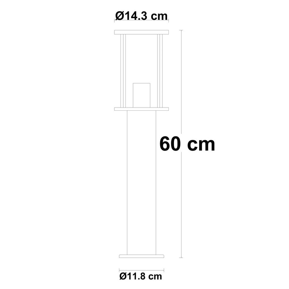 Sockelleuchte mit Rauchglas, Schwarz 60 cm - Penn