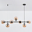 Design-Hängelampe Hepta mit amber Glaskugeln