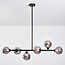 Design-Deckenleuchte schwarz mit Rauchglas, 6-flammig - Aster