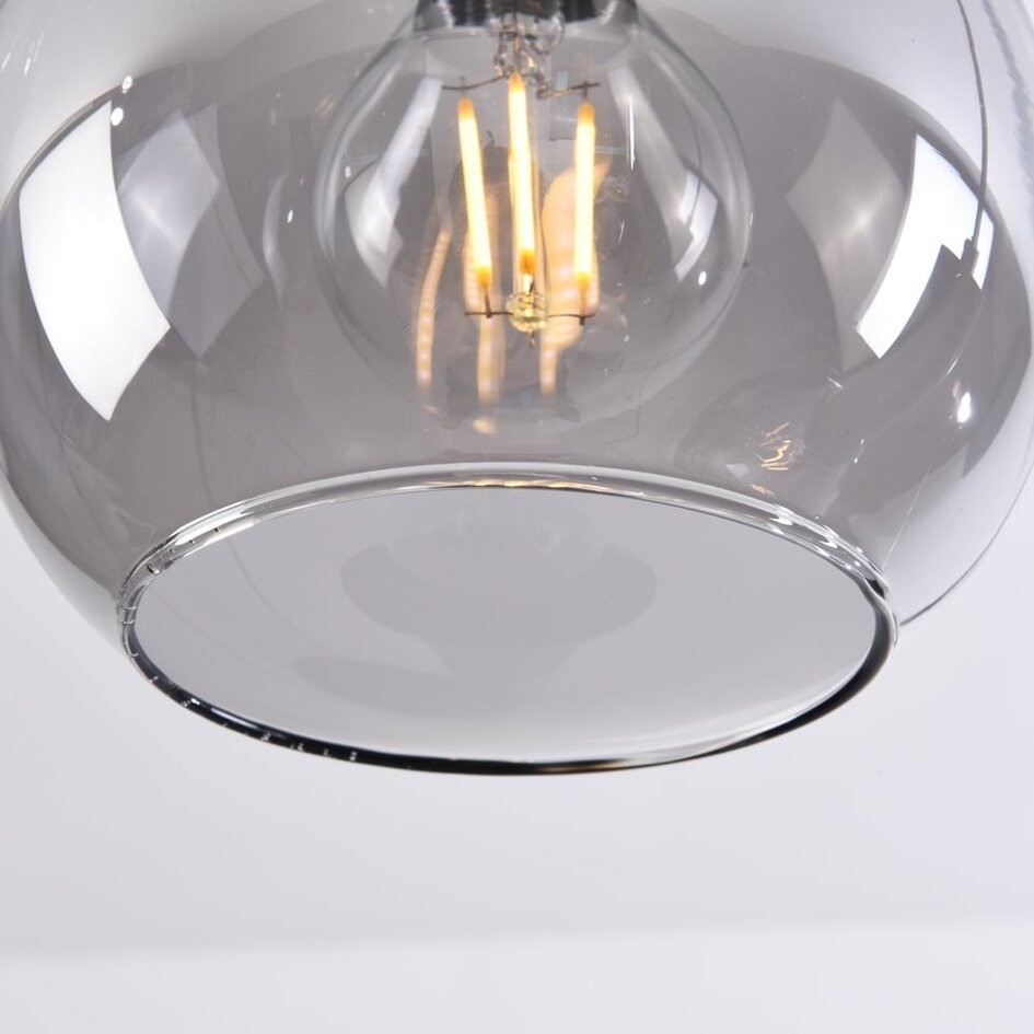 Schwarze Pendelleuchte mit Rauchglas, 3-flammig - Imme