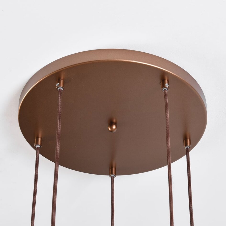 5-flammige Design-Pendelleuchte bronze mit amber Glas - Cortado