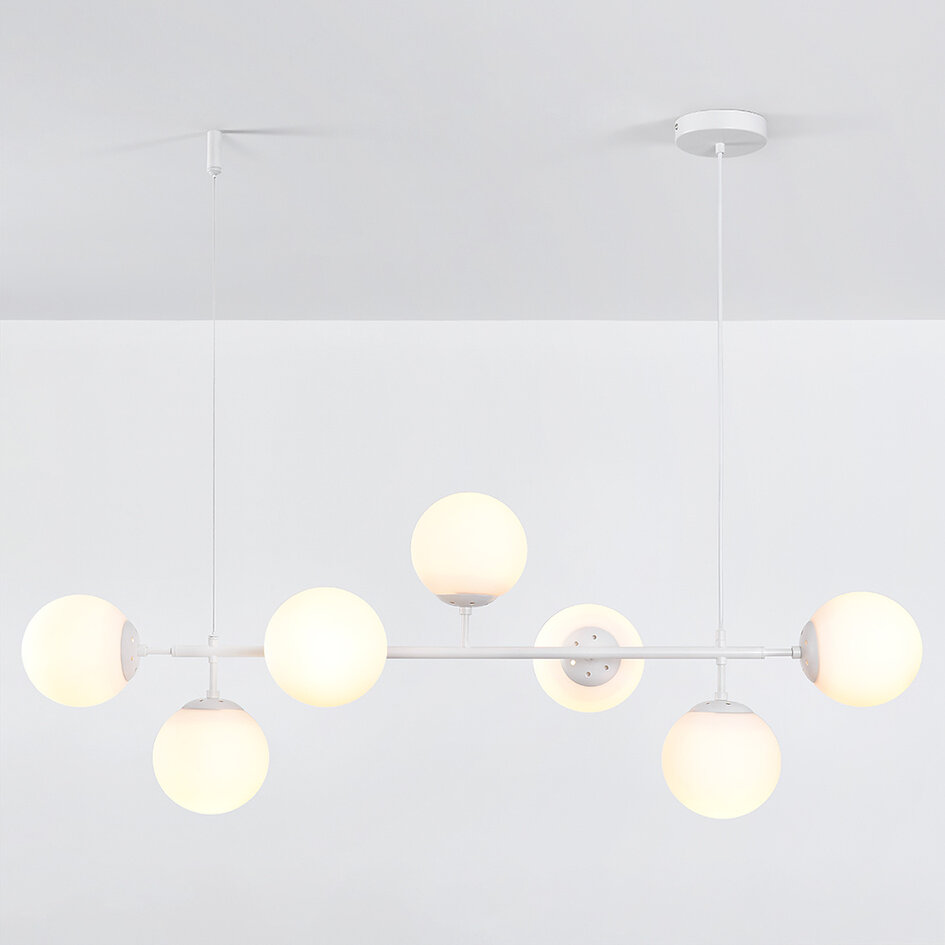 Design-Hängeleuchte mit Milchglas oder transparenten Glaskugeln - Hepta