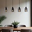 Moderne Pendelleuchte schwarz mit Rauchglas, 4-flammig - Palaio