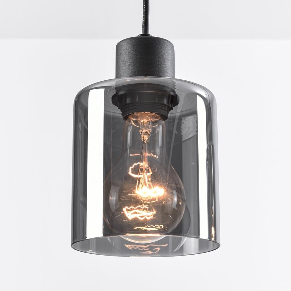 Moderne Pendelleuchte schwarz mit Rauchglas, 4-flammig - Palaio