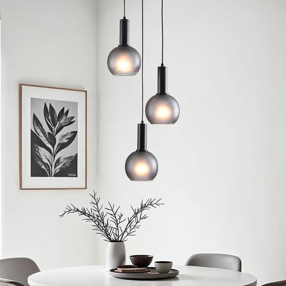 Moderne Hängelampe mit grauem Mattglas, 3-flammig – Brinati