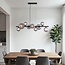 Design Pendelleuchte Givree, 9-flammig - schwarz mit grauem mattierten Glas