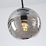 Moderne Pendelleuchte schwarz mit 3D gewelltem Rauchglas, 3-flammig - Carice
